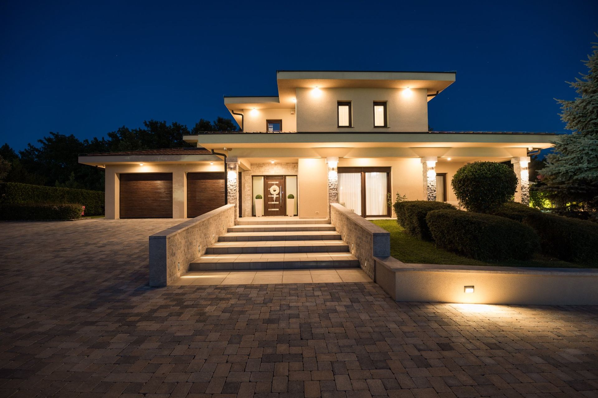 Villa entrance night